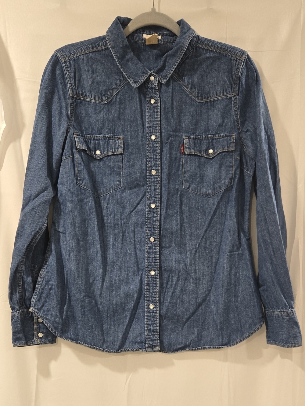 Levi's Women's Denim Western Snap Shirt Medium Wash XL